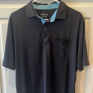 Primo black polo wit blue trim on collar and sleeve